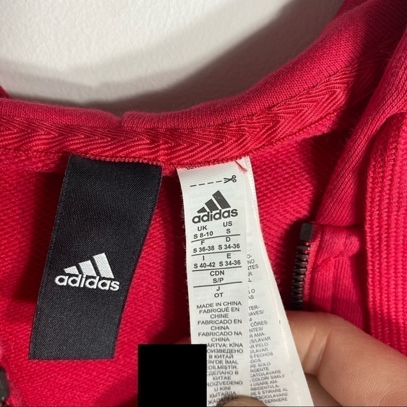 Adidas Pink Full Zip Sweatshirt Women’s Small Hood - Picture 6 of 6